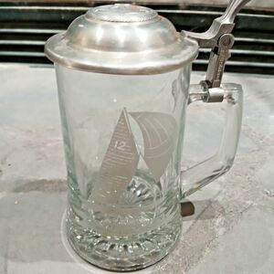 America's Cup 12 Meter Racing Sloop Beer Stein Pewter Lid Old Spice W. Germany